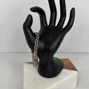 Vintage Silver Chain with charm detailing Bracelet lot C10
